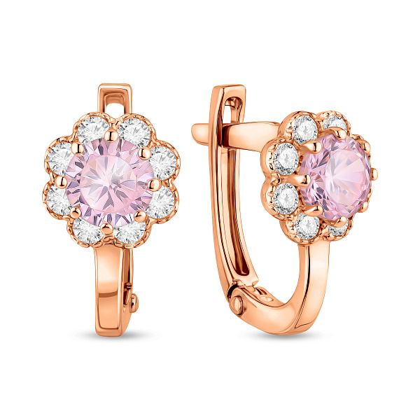 Детские золотые серьги с розовыми фианитами (арт. 110511р) – изображение 1
