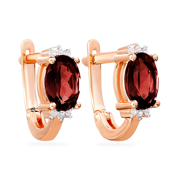 Серьги из красного золота с гранатами и фианитами (арт. 110410Пк) – изображение 1