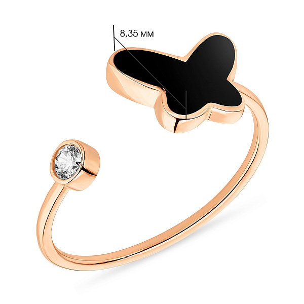 Кольцо золотое «Бабочка»  (арт. 155147еч) – изображение 2