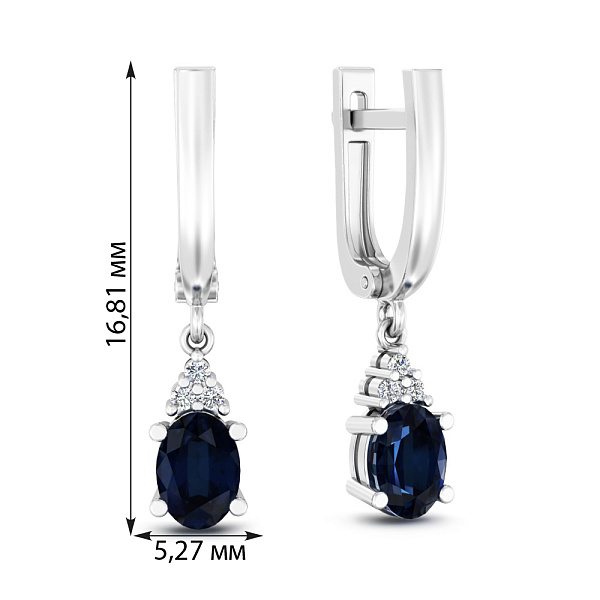Серьги из белого золота с сапфиром и бриллиантами (арт. С011070бс) – изображение 2