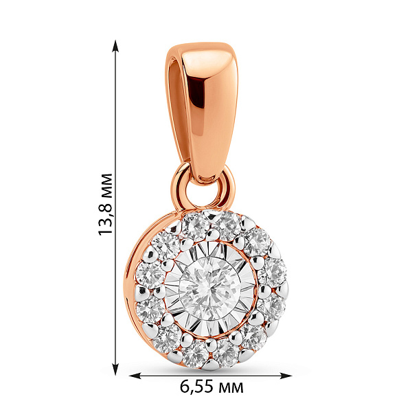 Кулон из красного золота с бриллиантами (арт. П011374020) – изображение 4