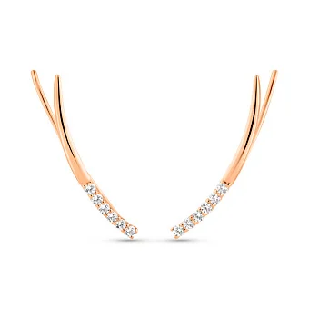 Золотые серьги-клаймберы с фианитами (арт. 2106203101)