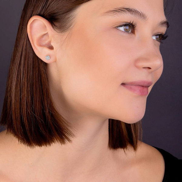 Золоті сережки Квадрати з діамантами (арт. С341331010б) – зображення 3