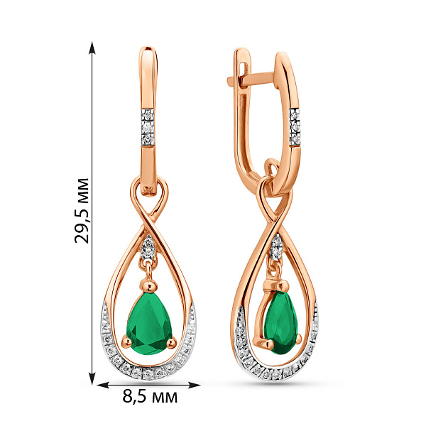 Сережки из золота с изумрудом и бриллиантами (арт. С011108и) – изображение 3