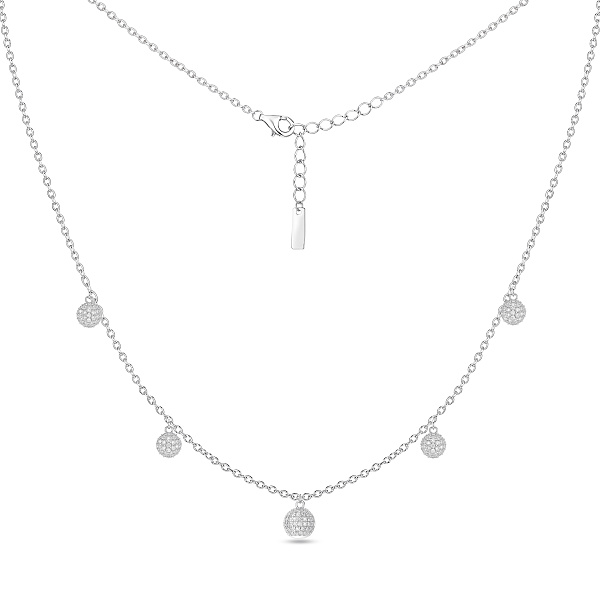 Серебряное колье с подвеской шарики с фианитами (арт. 7507/2649) – изображение 2