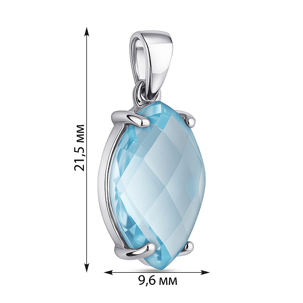 Срібний кулон з великим топазом (арт. 7503/2152088Пг) – зображення 2
