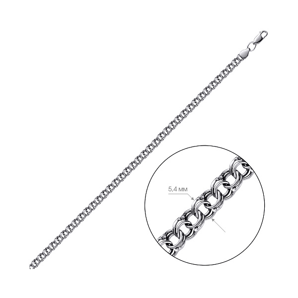 Серебряный цепочный браслет на руку плетения Бисмарк (арт. 7909/2055/1-ч) – изображение 2