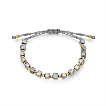 Браслет на нити c вставками из серебра и с ониксом (арт. 7309/2408сржоср)