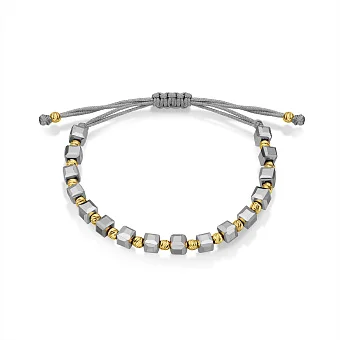 Браслет на нити c вставками из серебра и с ониксом (арт. 7309/2408сржоср)