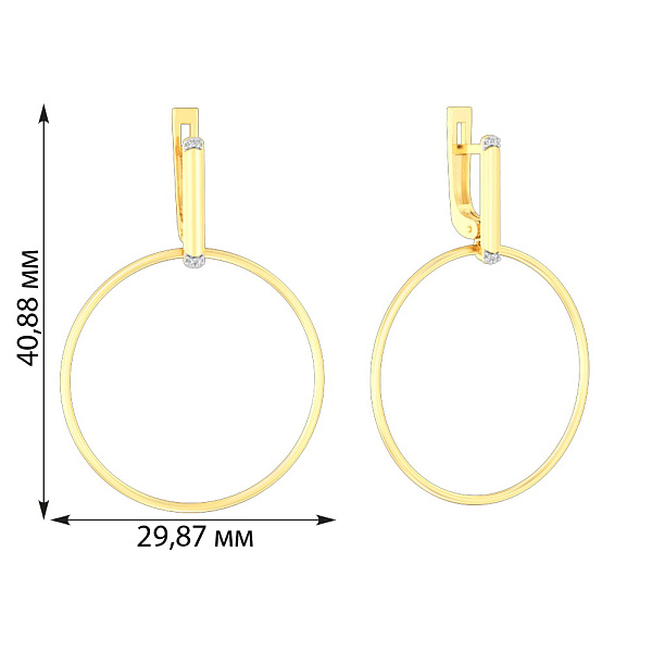 Золоті сережки з фіанітами  (арт. 110603ж) – зображення 3