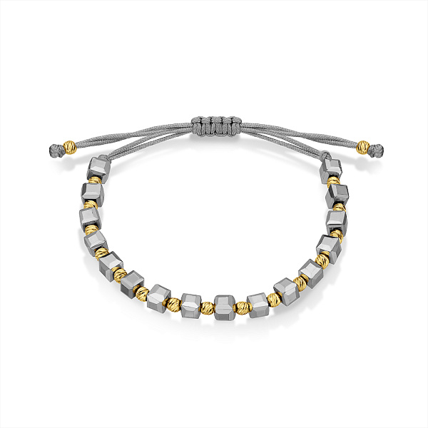 Браслет на нити c вставками из серебра и с ониксом (арт. 7309/2408сржоср) – изображение 1