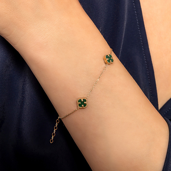 Золотий браслет з малахітом (арт. 326848/7млх) – зображення 2