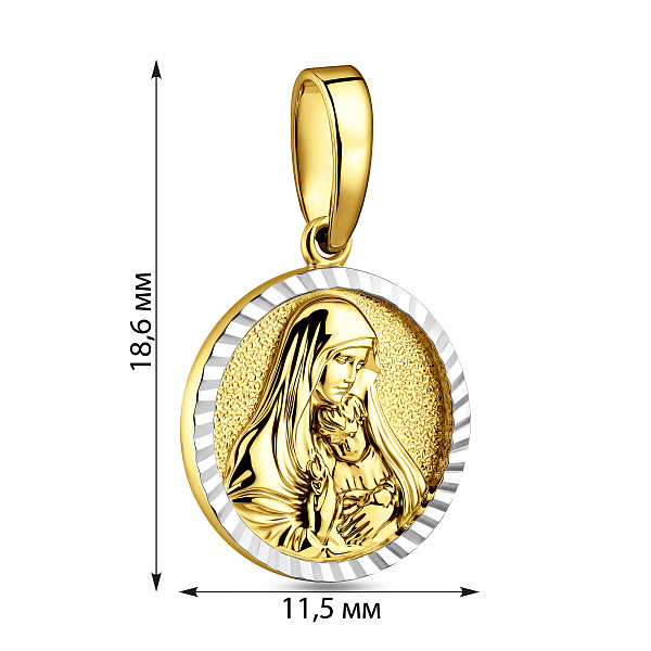 Ладанка из золота Дева Мария и Иисус (арт. 440942ж) – изображение 2