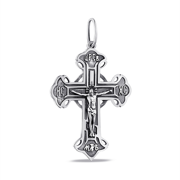 Срібний хрестик з розп'яттям та з чорнінням (арт. 7904/0784.10) – зображення 1