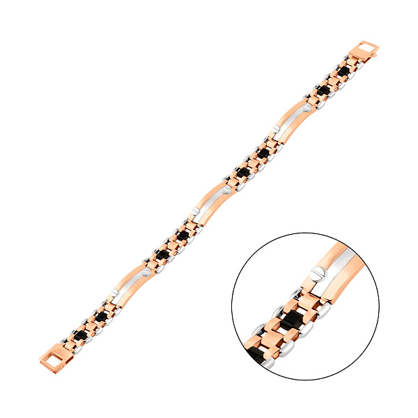 Мужской браслет из красного и белого золота с ониксом (арт. 325620кбо) – изображение 1