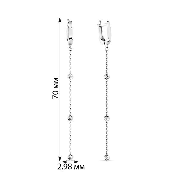 Сережки-подвески из белого золота (арт. 107375б) – изображение 4