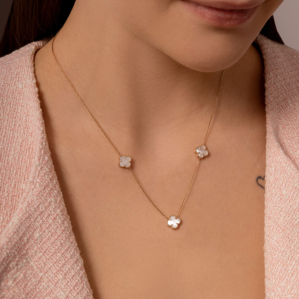 Золоте кольє Конюшина з перламутром (арт. 361494/8п) – зображення 3