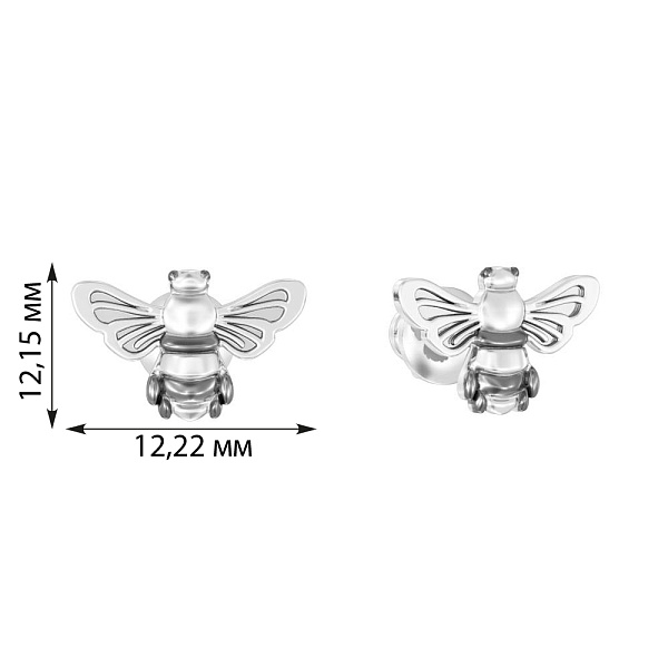 Золотые серьги пусеты "Пчелки" (арт. 110385б) – изображение 2
