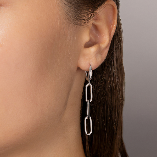 Сережки з білого золота з емаллю  (арт. 1091608/1беч) – зображення 2