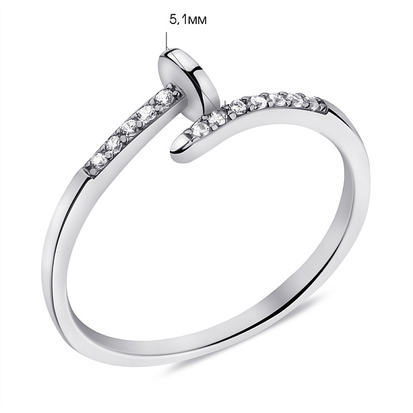 Срібна каблучка Цвях з фіанітами (арт. 7501/6864) – зображення 2