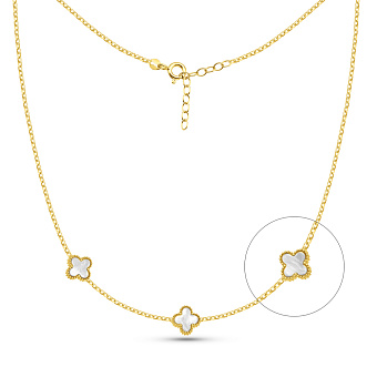 Золотое колье с перламутром (арт. 352775/8жп)