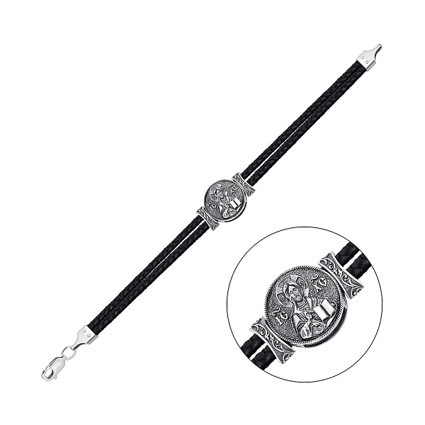 Серебряный браслет с шелковой нитью (арт. 7309/1158брю) – изображение 1