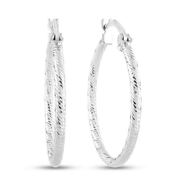 Серьги-кольца из белого золота (арт. 122001/25б) – изображение 1