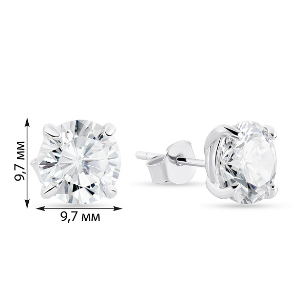 Серьги-пусеты из серебра с фианитами  (арт. 7518/5999/6) – изображение 2