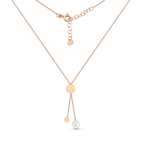 Колье золотое с жемчугом в красном цвете металла (арт. 352344прлб) – изображение 2