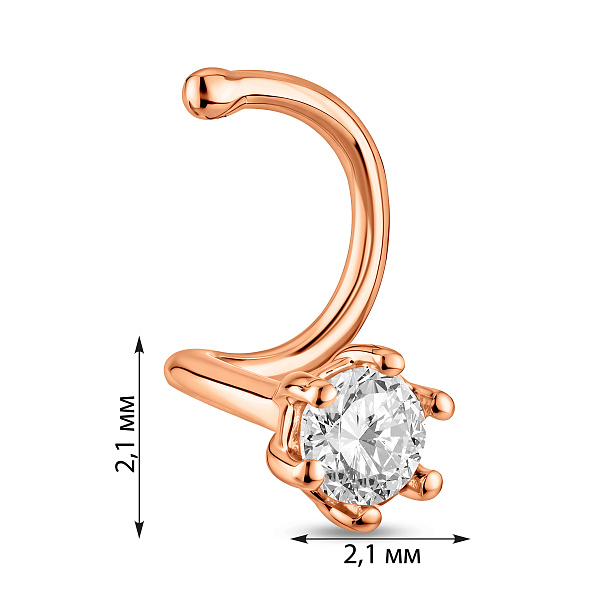 Золотой пирсинг для носа с фианитом (арт. 360383) – изображение 2