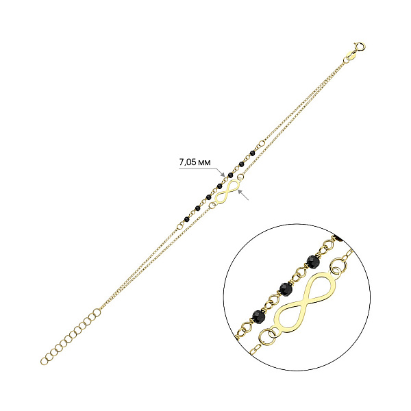 Двойной браслет "Бесконечность" из золота с ониксом (арт. 325464жо) – изображение 3