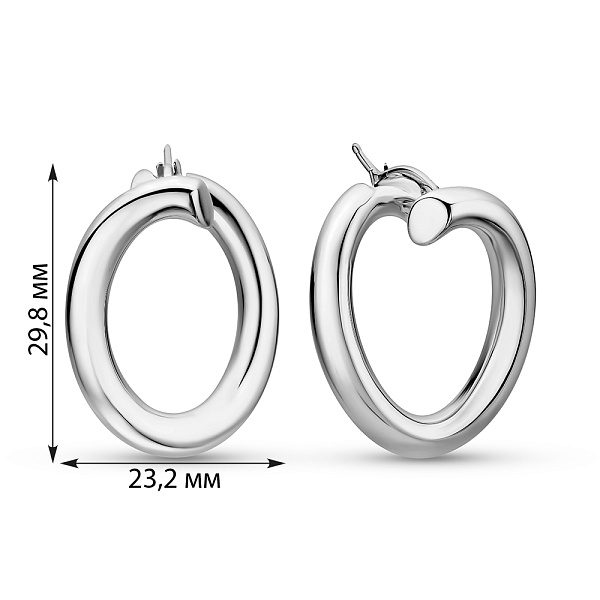 Серьги-кольца из белого золота Francelli без камней (арт. е1091993/30б) – изображение 3