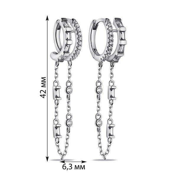 Серебряные серьги с фианитами (арт. 7502/9619/15) – изображение 2