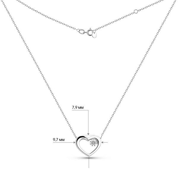 Колье Сердце  из белого золота с бриллиантом (арт. Ц011293б) – изображение 3