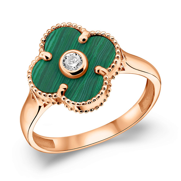 Кольцо из красного золота с малахитом (арт. 156306/15млх) – изображение 1