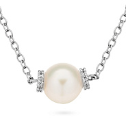 Фото Золотое колье с жемчугом и фианитами (арт. 350291б)