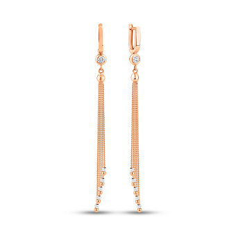 Золотые серьги-подвески с фианитами (арт. 106017кб)