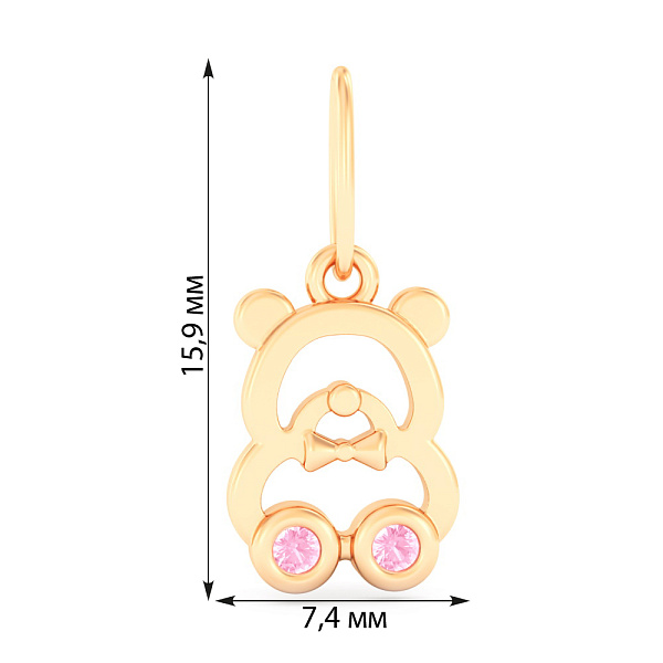 Золотий кулон Ведмедик з фіанітами (арт. 441287р) – зображення 4