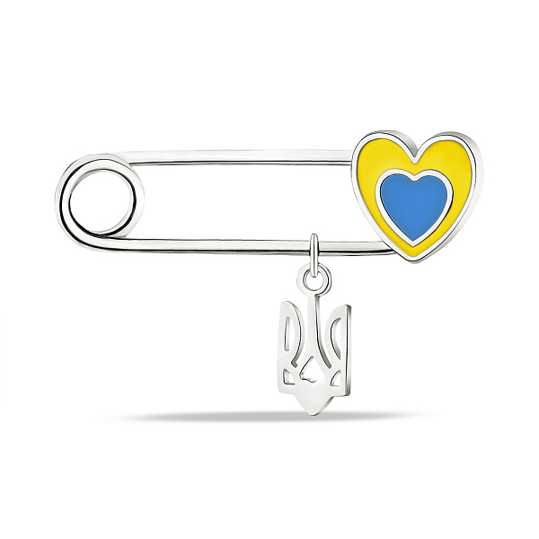 Патріотична шпилька Тризуб зі срібла (арт. 7511/Бр2/054) – зображення 1