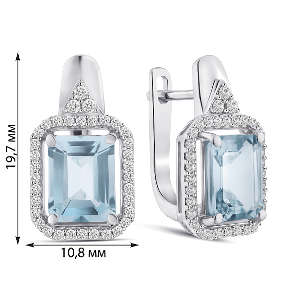 Срібні сережки з топазом і фіанітами (арт. 7502/2188322Пг) – зображення 2