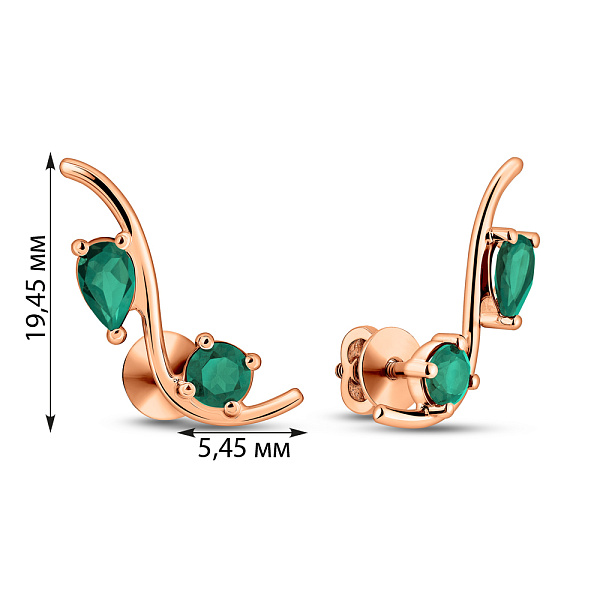 Золотые серьги с зеленым кварцем  (арт. 1101070Пз) – изображение 3