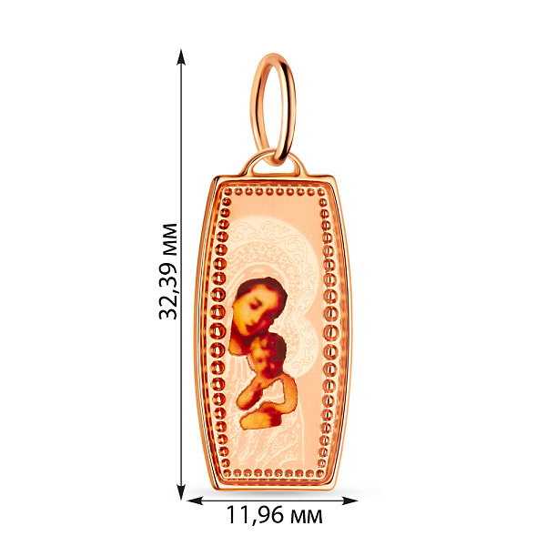 Золота ладанка Діва Марія з немовлям (арт. 424310) – зображення 2