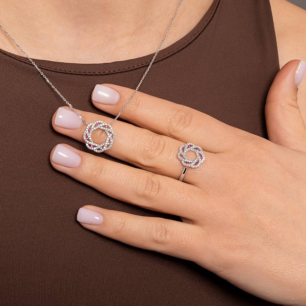 Золоте кольє з рубінами і діамантами (арт. 7192089202р) – зображення 4