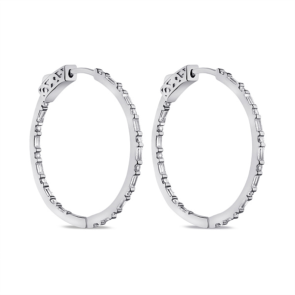 Серебряные серьги-кольца с дорожкой из фианитов (арт. 7502/9449/30) – изображение 1