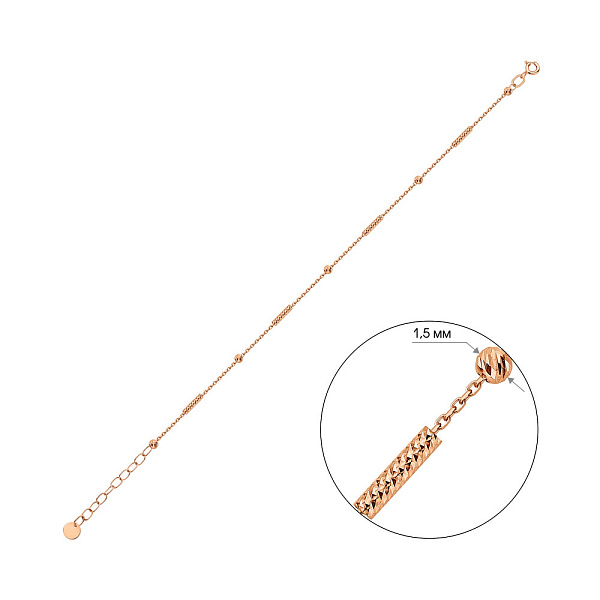 Тонкий браслет з червоного золота (арт. 340080) – зображення 3