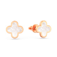 Золотые пусеты Клевер без камней (арт. 111212еп)