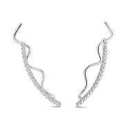 Серьги-клаймберы из белого золота с бриллиантами  (арт. С011395015б)