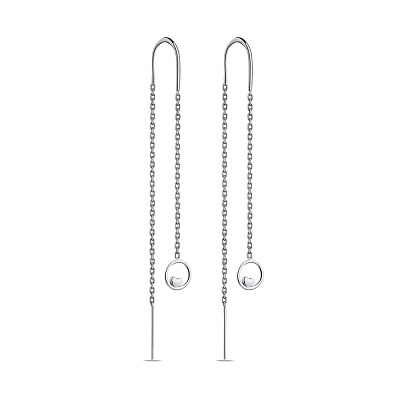 Довгі сережки-протяжки срібні з сердечками  (арт. 7502/4792)