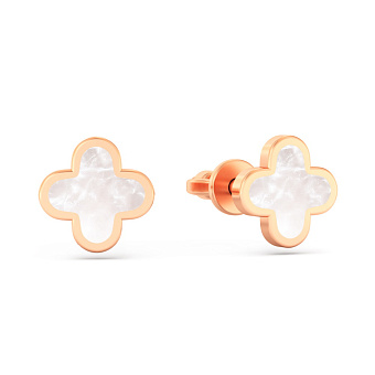 Золотые пусеты Клевер без камней (арт. 111212еп)