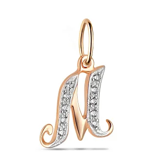 Підвіска золота Літера М з фіанітами (арт. 440292)